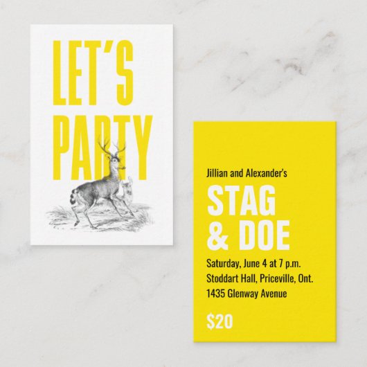 Vintages Hirschticket Visitenkarte (Vorne/Hinten)