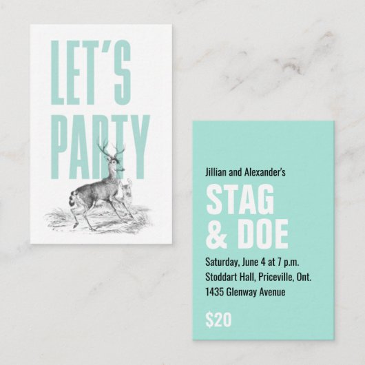 Vintages Hirschticket Visitenkarte (Vorne/Hinten)