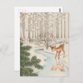 Vintages Hirschtrinken Postkarte (Vorne/Hinten)
