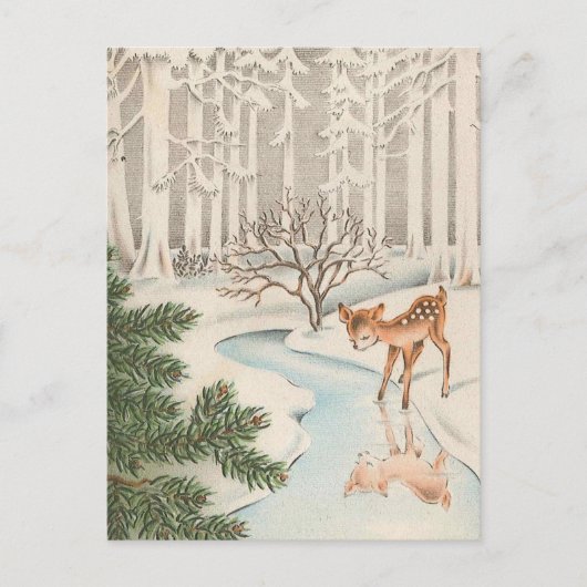 Vintages Hirschtrinken Postkarte (Vorderseite)