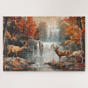 Vintages Hirschwald 20x30 Wasserfall Puzzle