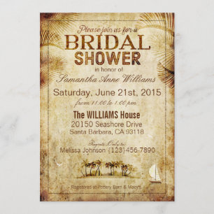 Vintages Hochzeit in Urlaubsort-Brautparty Einladung