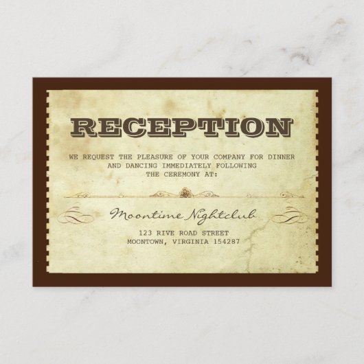 Vintages Hochzeitskonzept Begleitkarte (Vorderseite)