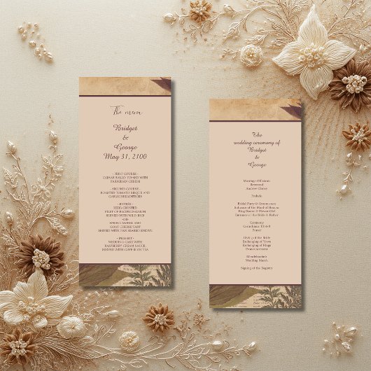 Vintages Hochzeitsmenü im boho-Stil Programm