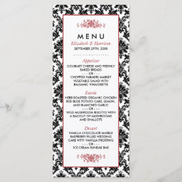 Vintages Hochzeitsmenü in Rot, Schwarz und Weiß Menükarte