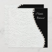 Vintages Hochzeitsmuster Schwarz und Weiß laden ei Einladung (Vorne/Hinten)