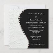 Vintages Hochzeitsmuster Schwarz und Weiß laden ei Einladung (Rückseite)