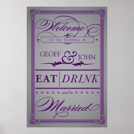 Vintages Hochzeitsposter "Essen, trinken und Verhe Poster (Vorne)