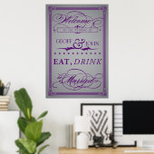 Vintages Hochzeitsposter "Essen, trinken, Verheira Poster (Heimbüro)