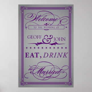 Vintages Hochzeitsposter "Essen, trinken, Verheira Poster