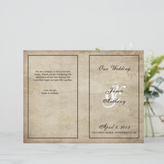 Vintages Hochzeitsprogramm (Stehend Vorderseite)