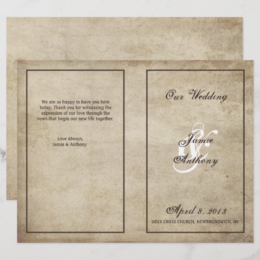 Vintages Hochzeitsprogramm (Vorne/Hinten)