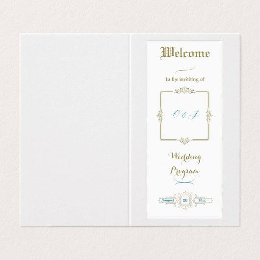 Vintages Hochzeitsprogramm (Außenseite Aufgefaltet)