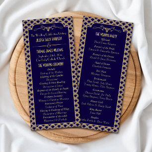 Vintages Hochzeitsprogramm Art Déco Gatsby der 20e Werbekarte