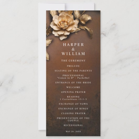 Vintages Hochzeitsprogramm Einladung (Vorderseite)