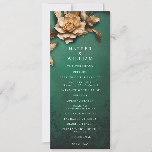 Vintages Hochzeitsprogramm Einladung (Vorderseite)