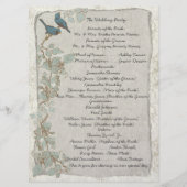 Vintages Hochzeitsprogramm für Aquamarine Vogelart Programm (Rückseite)