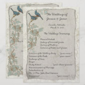 Vintages Hochzeitsprogramm für Aquamarine Vogelart Programm (Vorne/Hinten)