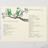 Vintages Hochzeitsprogramm für Blaue und Grüne Vög (Rückseite)