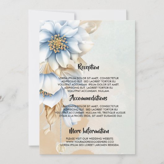 Vintages Hochzeitsprogramm für Blauer Blume Einladung (Vorderseite)