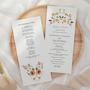Vintages Hochzeitsprogramm für Boho Floral