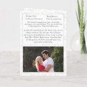 Vintages Hochzeitsprogramm für die White Lace Kath Programm (Rückseite)