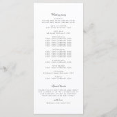 Vintages Hochzeitsprogramm für Flora (Rückseite)