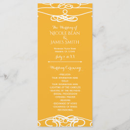 Vintages Hochzeitsprogramm für Gelb und Weiß Programm