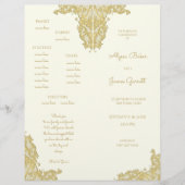 Vintages Hochzeitsprogramm für Gold und Elfenbein (Vorderseite)