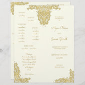 Vintages Hochzeitsprogramm für Gold und Elfenbein (Vorne/Hinten)