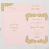 Vintages Hochzeitsprogramm für Gold und Rosa (Vorne/Hinten)