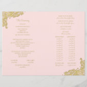 Vintages Hochzeitsprogramm für Gold und Rosa (Rückseite)