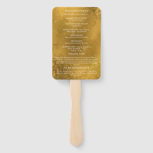 Vintages Hochzeitsprogramm für Golden Map Fächer (Rückseite)