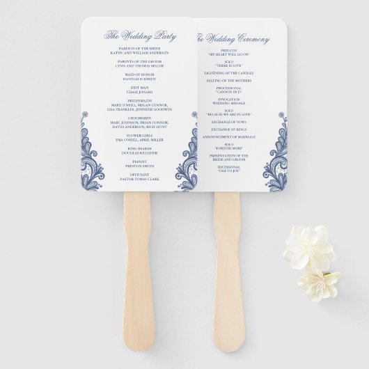 Vintages Hochzeitsprogramm für Hochzeitsgäste in B Fächer (Vorne und Hinten)