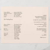 Vintages Hochzeitsprogramm für Rosa und Robin (Rückseite)