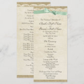 Vintages Hochzeitsprogramm für Spitzen und Minzgrü Programm (Vorne/Hinten)