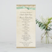 Vintages Hochzeitsprogramm für Spitzen und Minzgrü Programm (Stehend Vorderseite)
