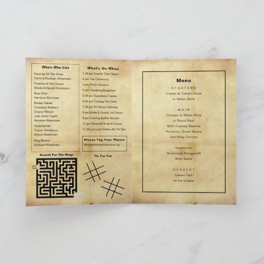 Vintages Hochzeitsprogramm für Zeitungen Programm (Innenseite)