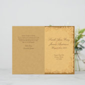 Vintages Hochzeitsprogramm im rustikalen Land (Stehend Vorderseite)