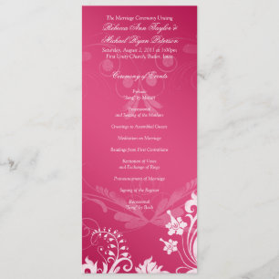 Vintages Hochzeitsprogramm in Rosa und Weiß Programm