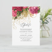 Vintages Hochzeitsupdate für Rosa und Gold Einladung (Stehend Vorderseite)