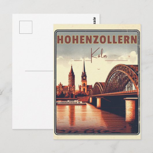 Vintages Hohenzollern Bridge Köln - Deutschland-Ge Postkarte (Vorne/Hinten)