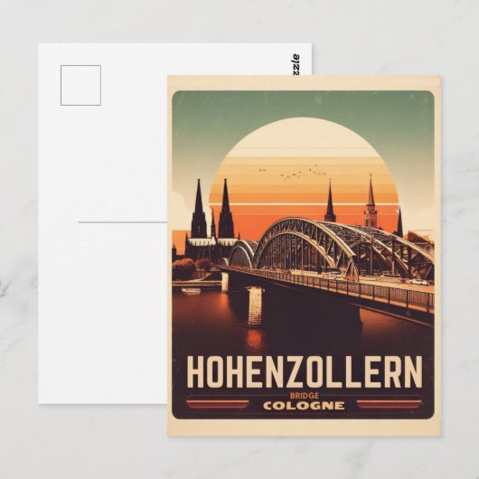 Vintages Hohenzollern Bridge Köln - Deutschland-Ge Postkarte (Vorne/Hinten)