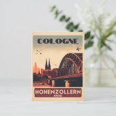 Vintages Hohenzollern Bridge Köln - Deutschland-Ge Postkarte (Stehend Vorderseite)