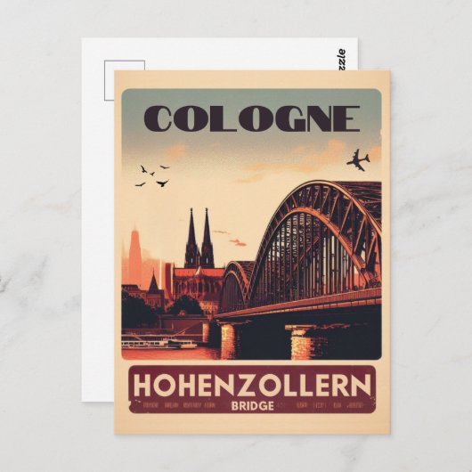 Vintages Hohenzollern Bridge Köln - Deutschland-Ge Postkarte (Vorne/Hinten)