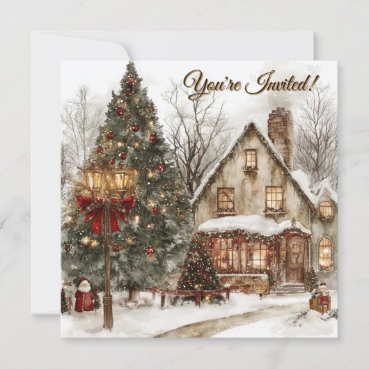 Vintages Holiday House Party Einladung (Vorderseite)