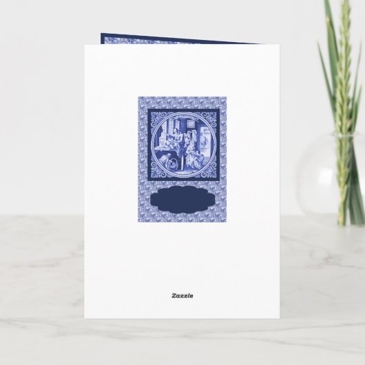 Vintages, holländisches Blauzungentedesign Karte (Rückseite)