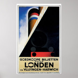 Vintages holländisches Eisenbahnposter Poster
