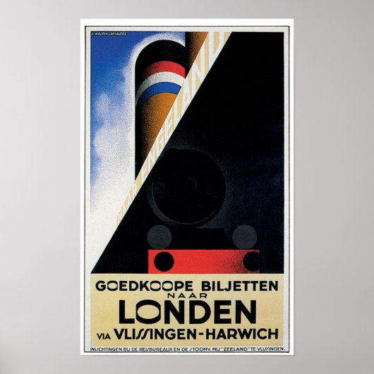 Vintages holländisches Eisenbahnposter Poster (Vorne)