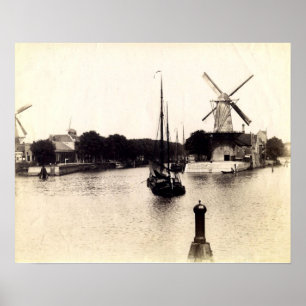 Vintages holländisches Image, Windmühle Schiedam Poster